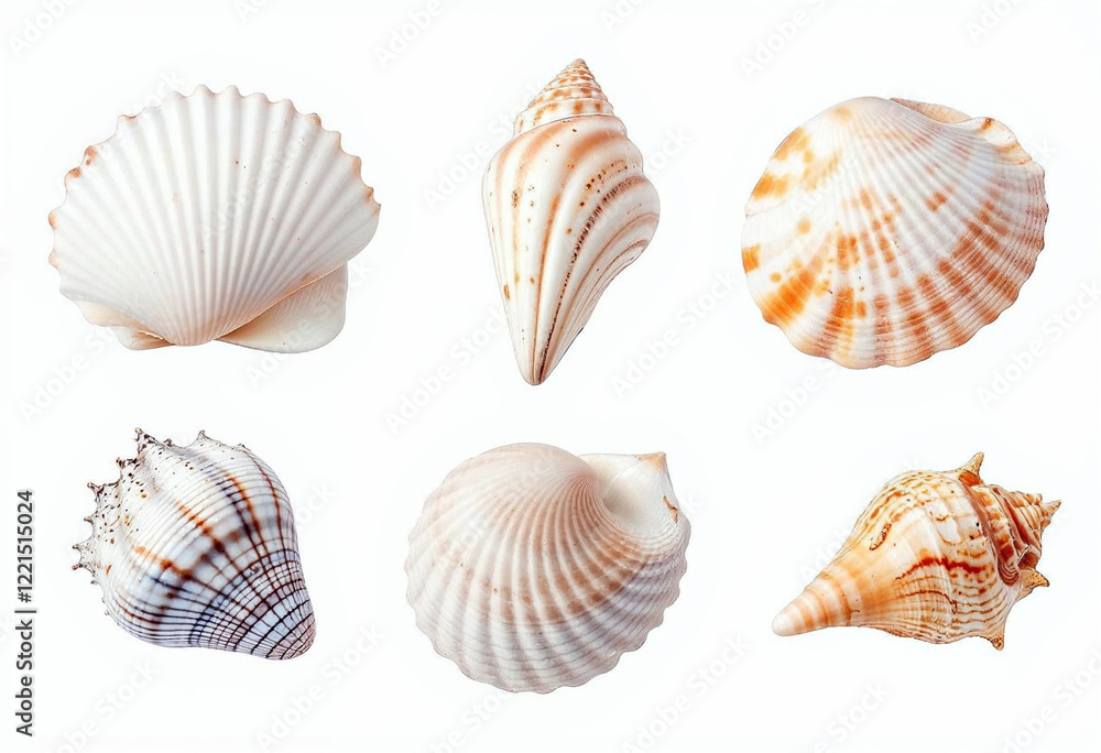 Collection set of seashells isolated on transparent or white background Collection set of seashells isolated on transparent or white background