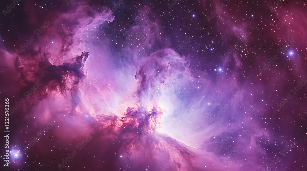 Naklejka premium Pink cosmic nebula, starfield, science, space background
