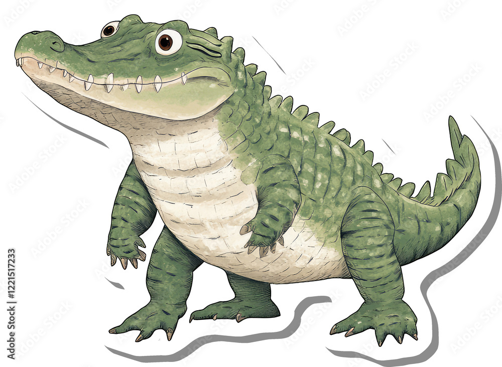 Obraz premium A Cute Cartoon Crocodile Stands Tall And Proud