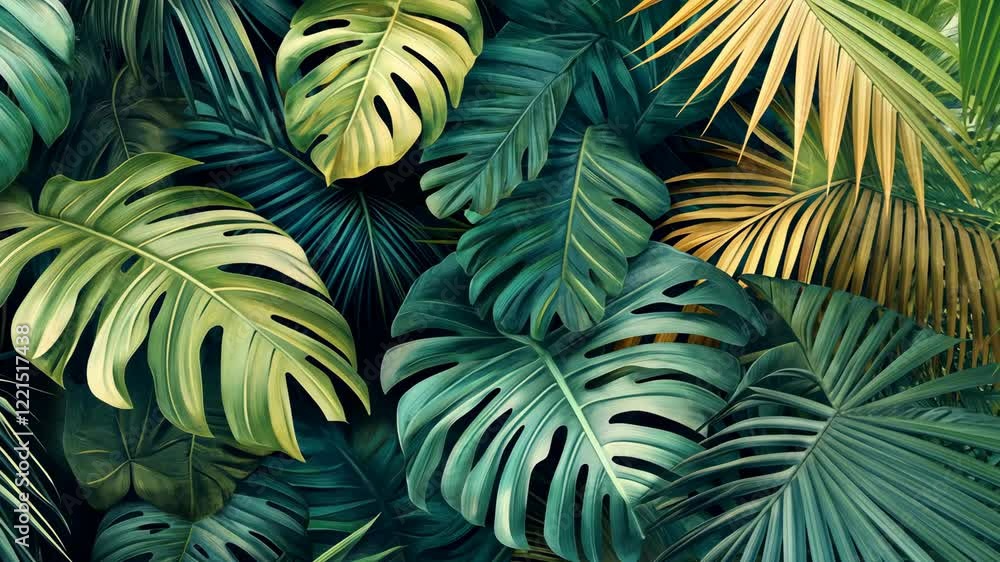 custom made wallpaper toronto digitalExotic tropical foliage in various shades of green and yellow showcasing dense plant life in a lush environment