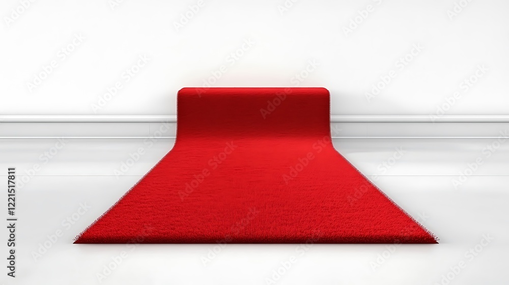Obraz premium Red carpet on white floor, indoor event, empty stage