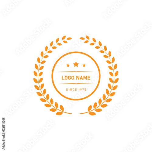 Golden Laurel Wreath Logo Badge design