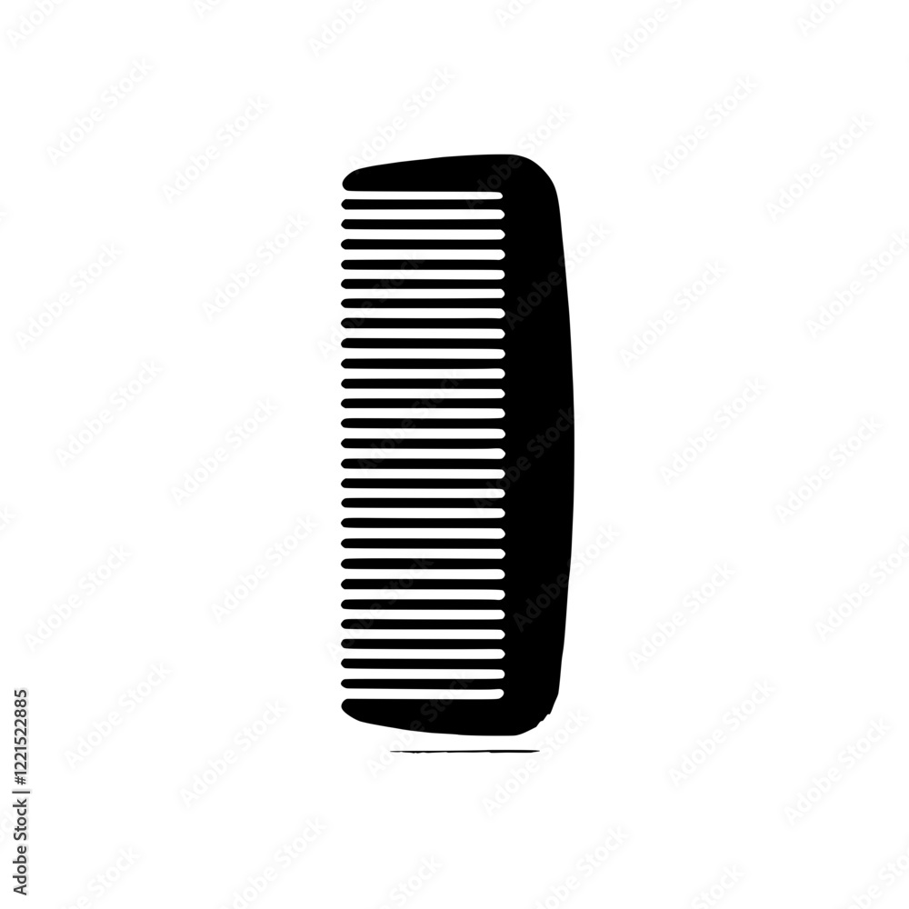 Comb Icon: A simple yet elegant vector illustration of a comb, a timeless grooming essential, presented in black with a subtle drop shadow, suitable for web, app, or print design. Comb Icon: A simple yet elegant vector illustration of a comb, a timeless grooming essential, presented in black with a subtle drop shadow, suitable for web, app, or print design.