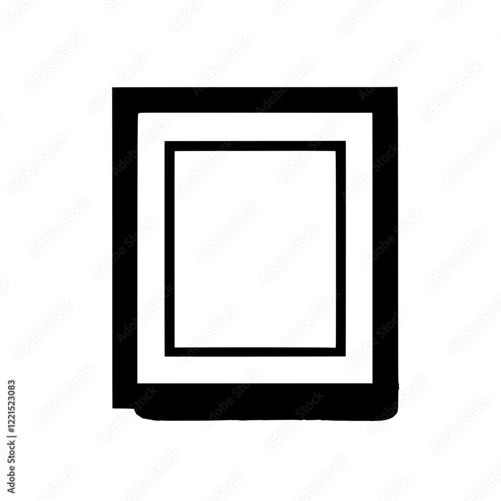 Simple Minimalist Frame: A bold black and white illustration of a minimalist square picture frame. The frame features two distinct borders, creating a clean and modern aesthetic. Simple Minimalist Frame: A bold black and white illustration of a minimalist square picture frame. The frame features two distinct borders, creating a clean and modern aesthetic.