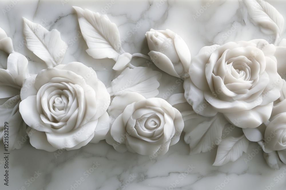 Fototapeta premium Valentine relief with elaborately carved roses and fine details
