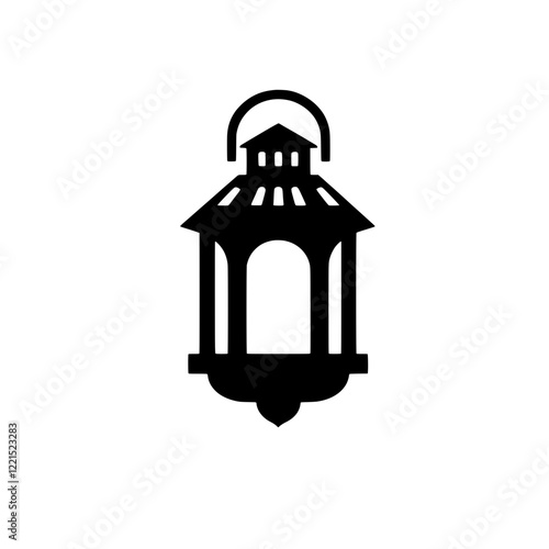 Wallpaper Mural Classic Lantern Silhouette: A simple yet elegant black silhouette of a classic hanging lantern, perfect for adding a touch of vintage charm to your designs.   Torontodigital.ca