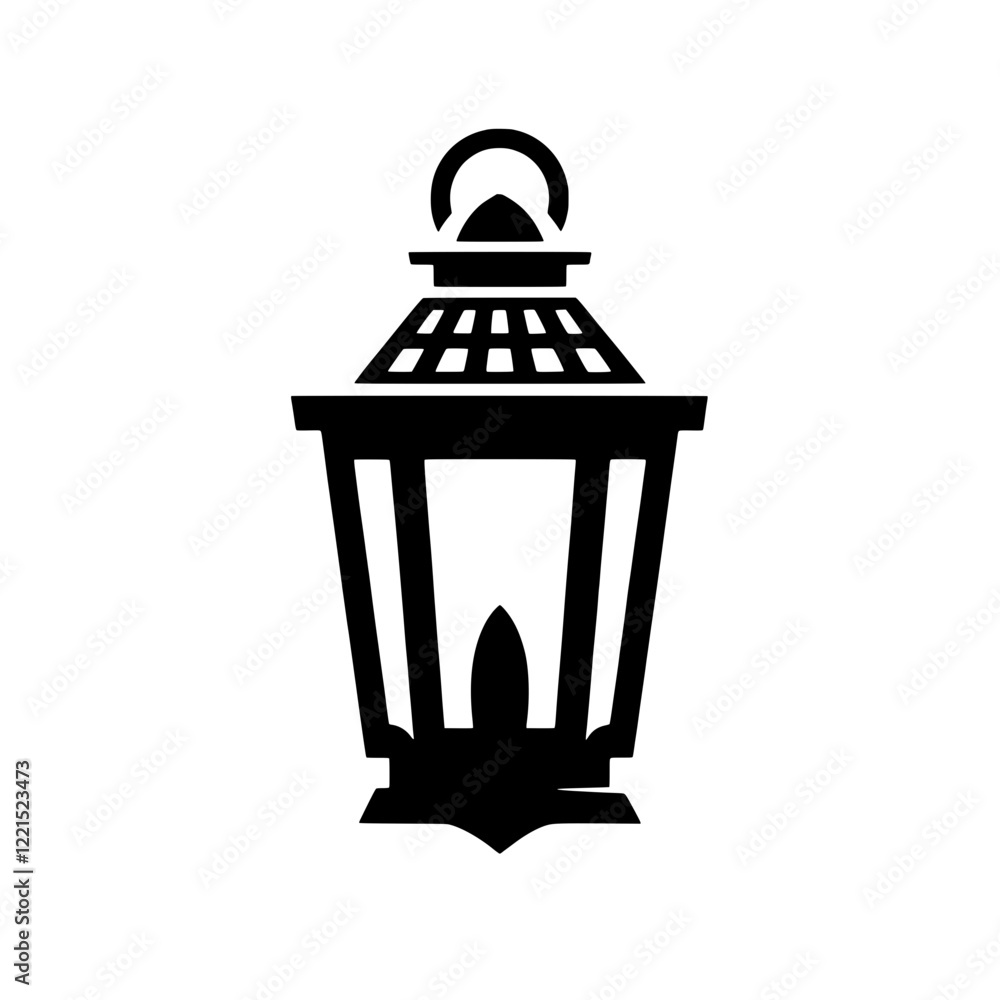 Black and White Lantern Icon: A minimalist illustration of a traditional lantern with a flickering flame, symbolizing hope, guidance, and a sense of warmth in the darkness. Black and White Lantern Icon: A minimalist illustration of a traditional lantern with a flickering flame, symbolizing hope, guidance, and a sense of warmth in the darkness.