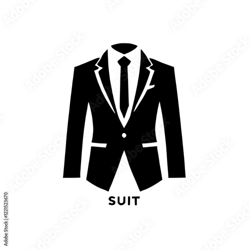 Elegant Suit Silhouette: A classic black and white silhouette of a formal suit, showcasing the sleek lines and sophistication of a timeless fashion statement. Perfect for presentations, websites.