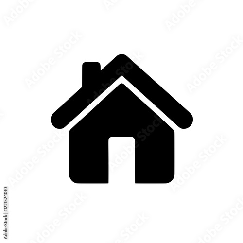 Home Icon: A simple, yet effective black silhouette of a house icon, perfect for representing home, housing, real estate, or as a website navigation element.