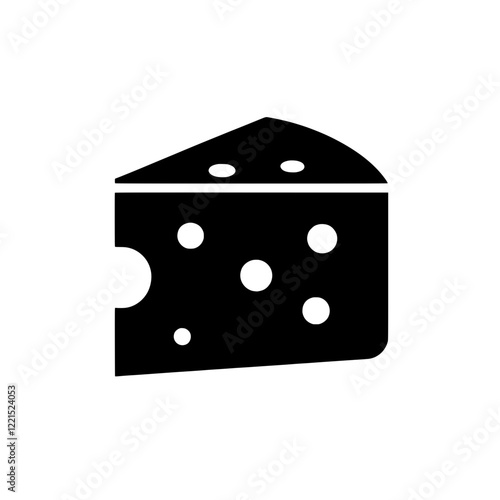 Cheese Icon: A simple and modern icon design showcasing a wedge of cheese with holes. Perfect for menus, websites, or any project requiring a cheese-related graphic.