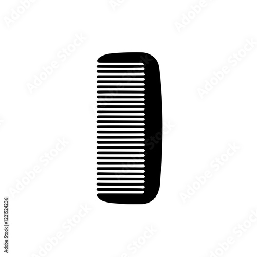 Classic Comb Silhouette: A simple yet striking silhouette of a comb, perfect for minimalist design projects, websites, and social media graphics. It evokes a sense of neatness, grooming.