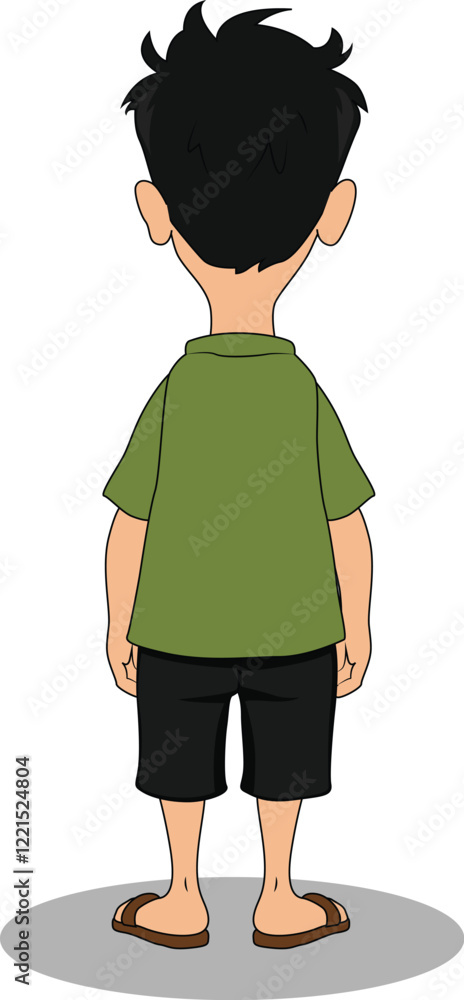 A short heighted male cartoon character back pose design A short heighted male cartoon character back pose design