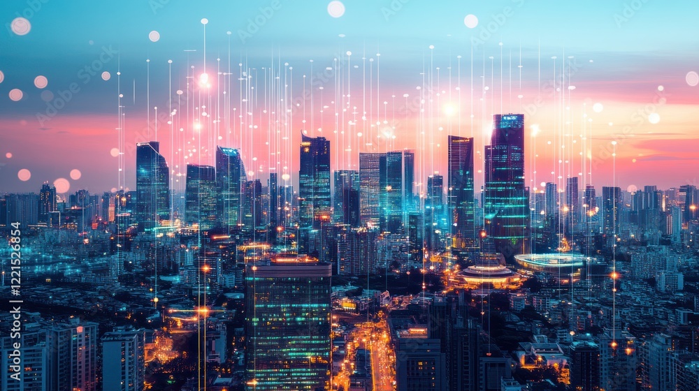 Futuristic Cityscape: A Symphony of Lights and Data Streams Futuristic Cityscape: A Symphony of Lights and Data Streams
