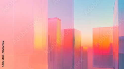 Majestic Sunset Over a Futuristic City Skyline With Vibrant Colors Illuminating the Horizon and Reflecting off Tall Buildings