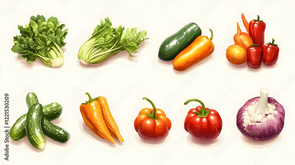 set of vegetables isolated on white set of vegetables isolated on white