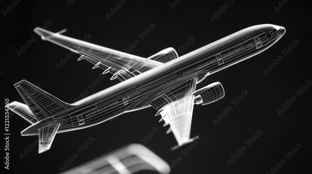 Airliner soaring through dark clouds, a symbol of modern transportation Airliner soaring through dark clouds, a symbol of modern transportation