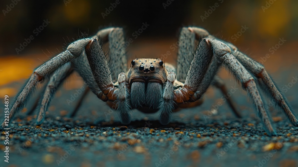 Captivating Close up Photograph of a Menacing Spider Crawling on a Gloomy Textured Dark Background Evoking a Sense of Creepy Suspense and Foreboding Captivating Close up Photograph of a Menacing Spider Crawling on a Gloomy Textured Dark Background Evoking a Sense of Creepy Suspense and Foreboding