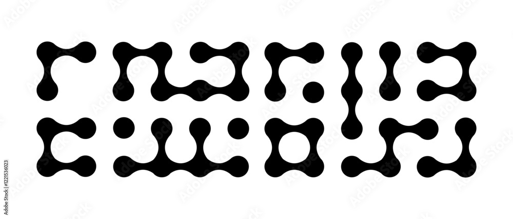 Fototapeta premium Metaball, connected dots. Abstract geometric transition pattern. Set of molecules. Vector illustration.