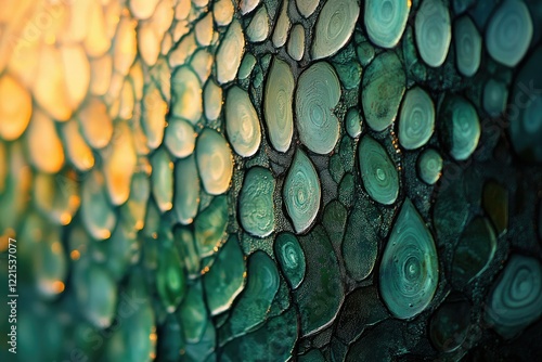 Wallpaper Mural Abstract close-up of swirling, teal and gold textured shapes resembling gemstones or organic forms. Torontodigital.ca