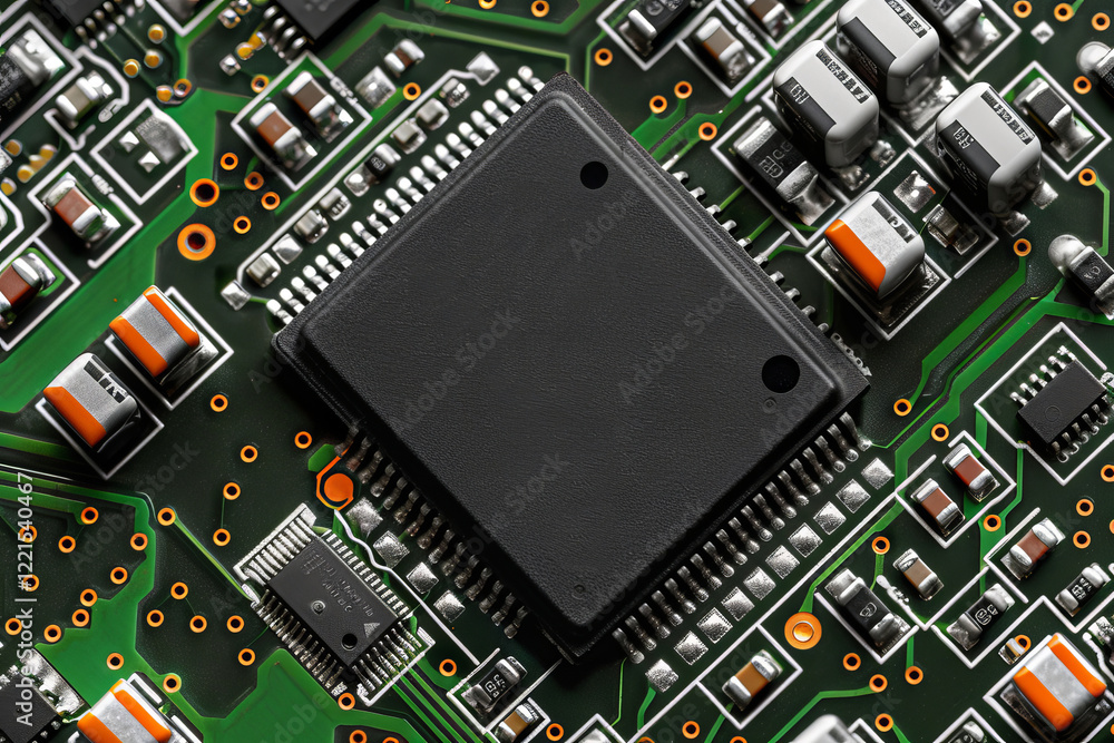Detailed close up of a computer chip showcasing intricate circuitry and design elements Detailed close up of a computer chip showcasing intricate circuitry and design elements