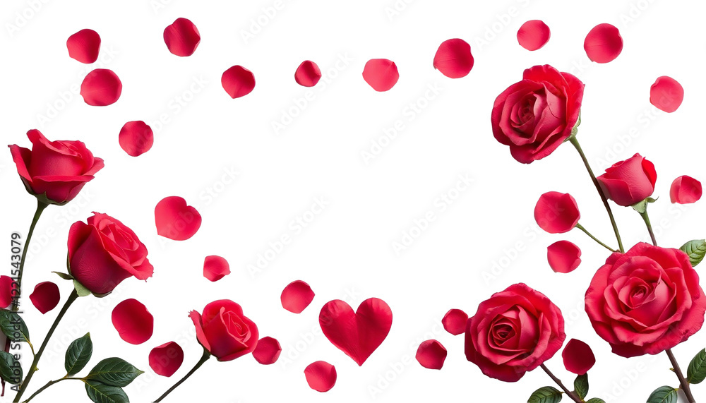 Romantic Red Roses and Petals Frame Romantic Red Roses and Petals Frame