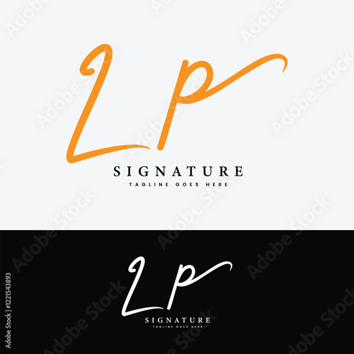 L, P, LP Initial letter logo. Alphabet LP Handwritten Signature logo photo