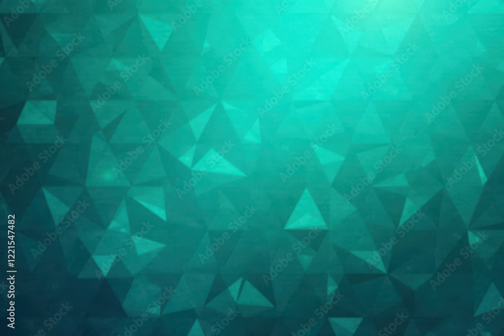 Obraz premium Abstract geometric triangle mesh, vibrant teal backdrop, triangle, green, teal