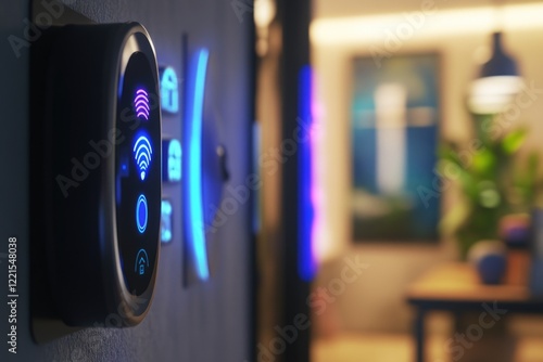 A close-up view of a wall-mounted button, often used for opening doors or triggering alarms photo