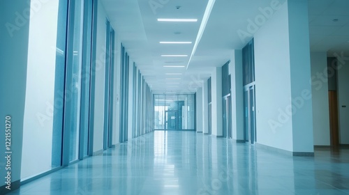 Futuristic Hallway With Illuminated Pods and Digital Displays in a Sleek  Modern Environment