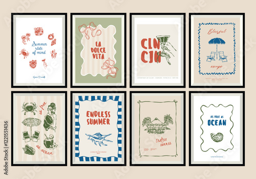 La dolce vita artwork collection with aesthetic quotes.