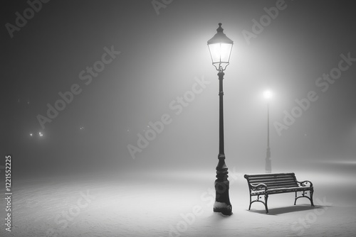 Single Streetlamp in the Snow photo