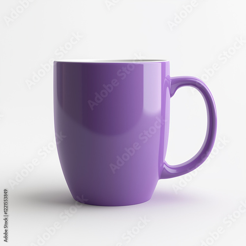 This hyper realistic 3D model showcases a purple mug from the front view photo