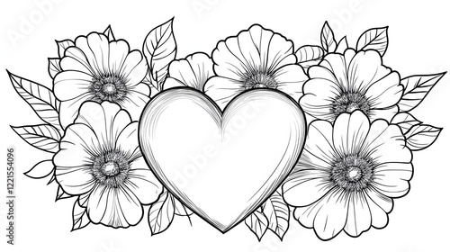 Detailed Floral Heart Outline photo