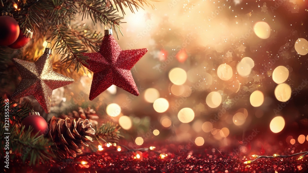 Christmas Decorations with Sparkling Stars and Ornaments Christmas Decorations with Sparkling Stars and Ornaments