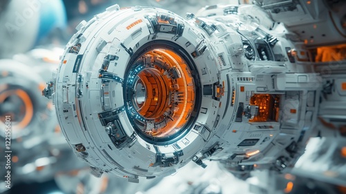Fototapeta Naklejka Na Ścianę i Meble -  A detailed look at the exterior of a futuristic space station
