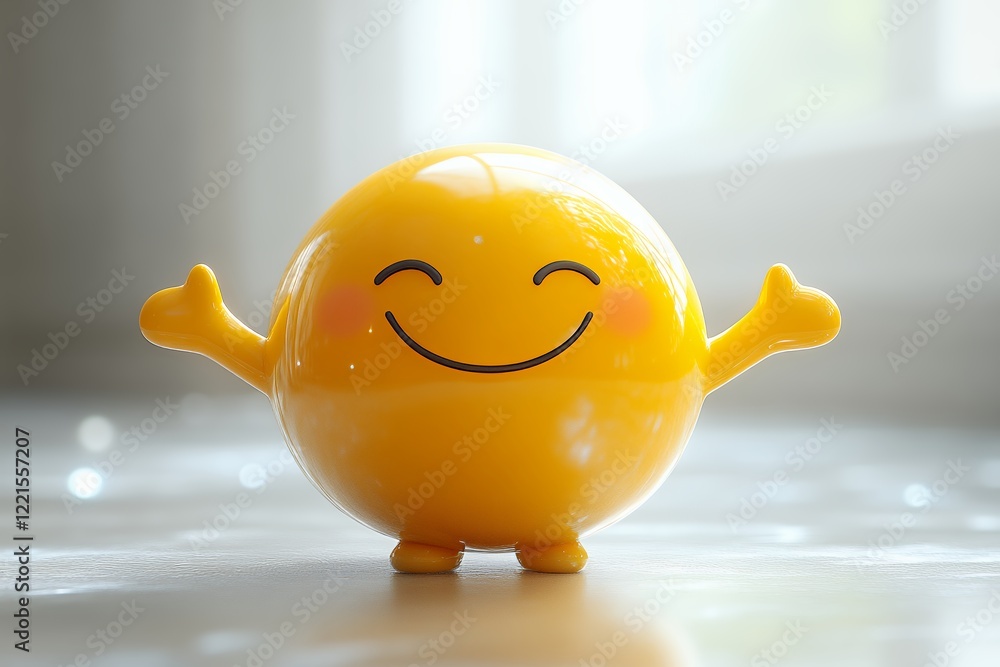 Cheerful Yellow Smiley Face Figure With Thumbs up in a Well-Lit Room on a Sunny Day Cheerful Yellow Smiley Face Figure With Thumbs up in a Well-Lit Room on a Sunny Day