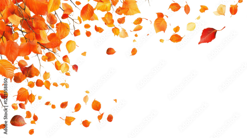 Autumn colored leaves on transparent background Autumn colored leaves on transparent background