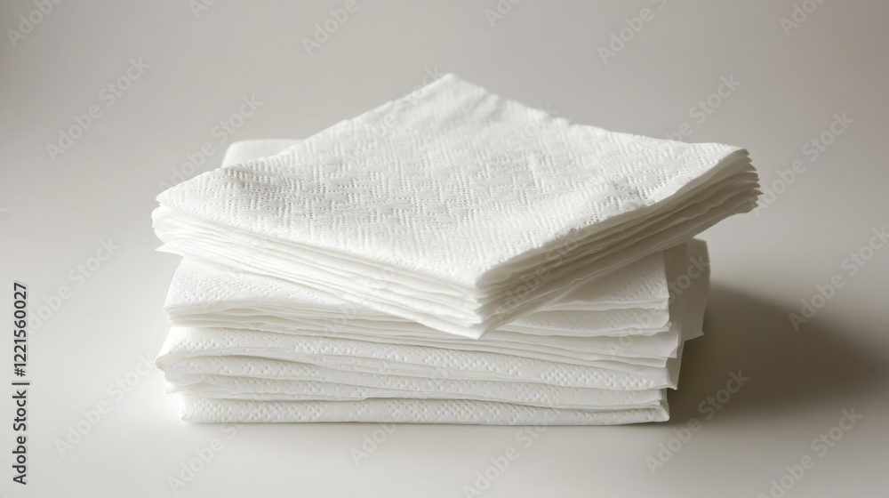 Stack of Pristine White Napkins: Simple Elegance in Everyday Use Stack of Pristine White Napkins: Simple Elegance in Everyday Use