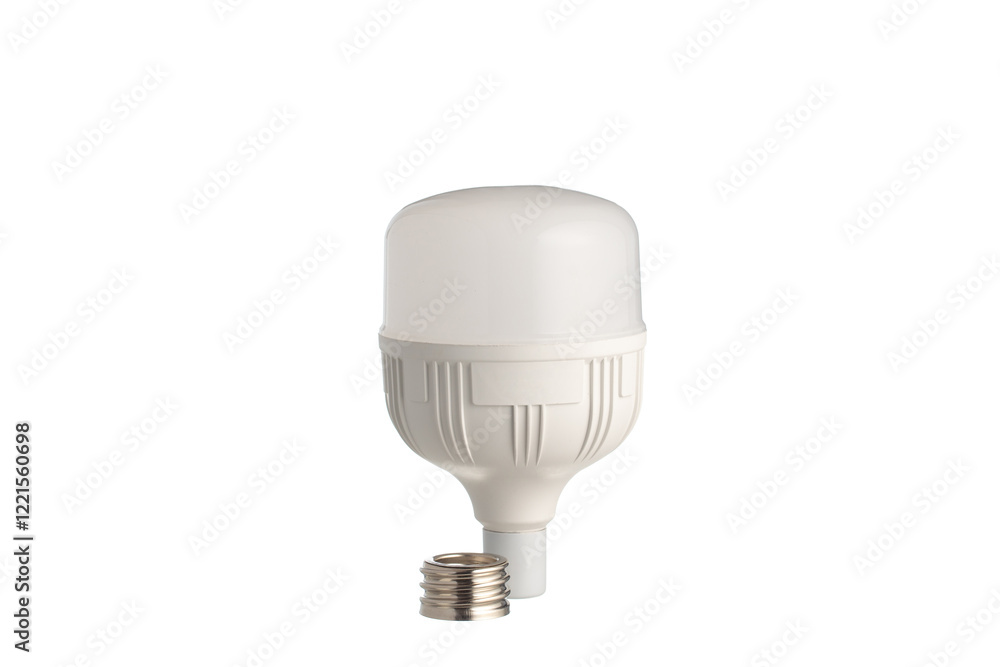 Close-up studio shot of a high-power LED bulb isolated on white. Close-up studio shot of a high-power LED bulb isolated on white.