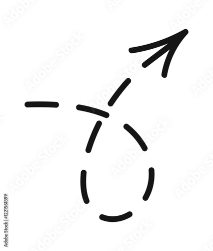Loop shaped dashed arrow pointer