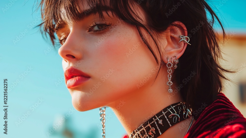 beautiful young woman with earrings beautiful young woman with earrings