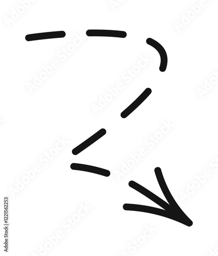 Broken dashed arrow indicating downward