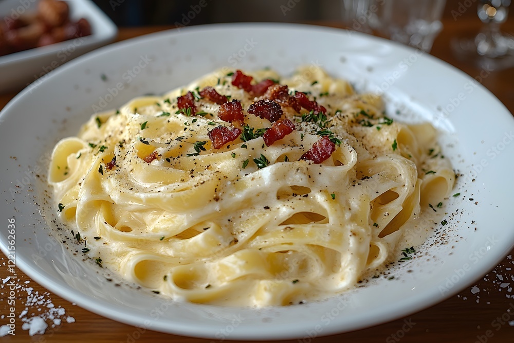 Creamy Fettuccine Alfredo with Crispy Bacon and Herbs for Italian Cuisine Enthusiasts Creamy Fettuccine Alfredo with Crispy Bacon and Herbs for Italian Cuisine Enthusiasts