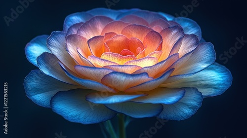 Vibrant Ranunculus: A Symphony of Blues and Oranges