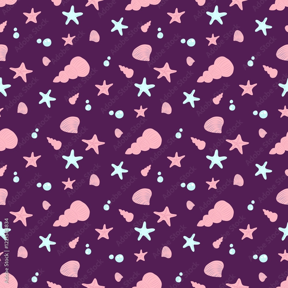 seamless pattern with mermaids, pattern with sea elements, underwater world seamless pattern with mermaids, pattern with sea elements, underwater world