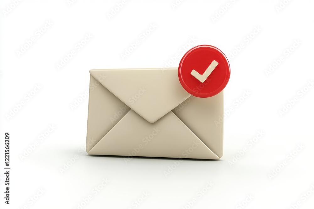 3D Envelope with Notification Icon Isolated and White Background 3D Envelope with Notification Icon Isolated and White Background