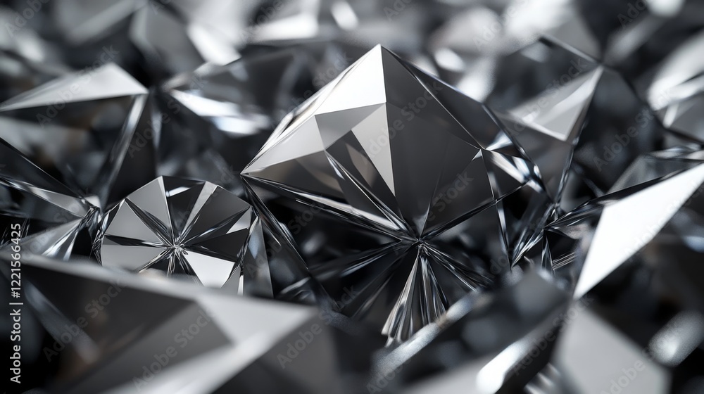 Close-up View of Sparkling Facets of Black Diamonds Close-up View of Sparkling Facets of Black Diamonds