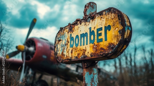 Rusty old bombers sit idly in the fields, a poignant reflection of history, conflict, and the impact of time on once powerful machines of the sky photo