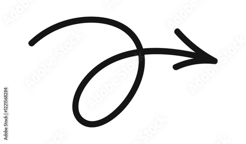 Bending curvy horizontal arrow sketch