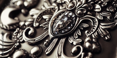 Close-up shot of a metal object featuring a diamond